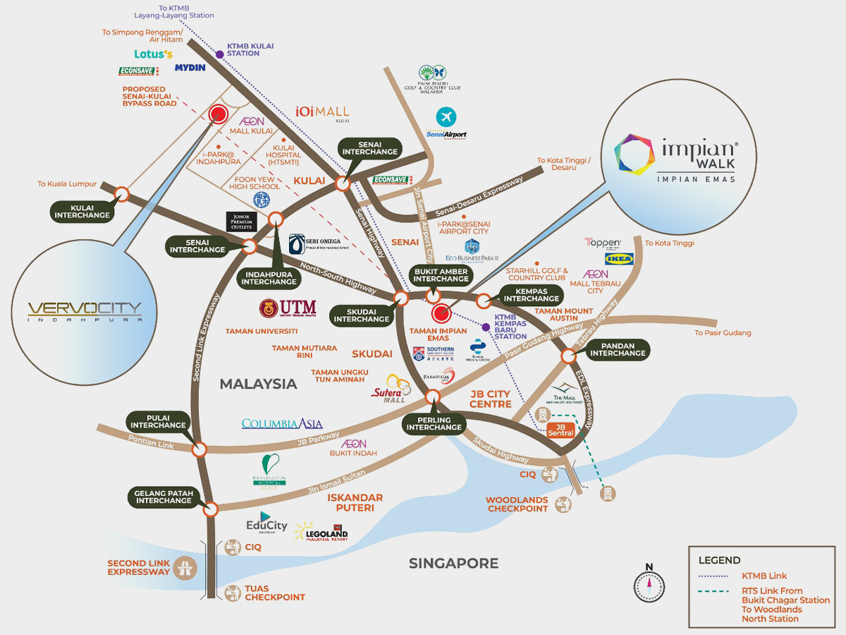 Map showing Vervocity connectivity across Kulai, Johor Bahru and Singapore